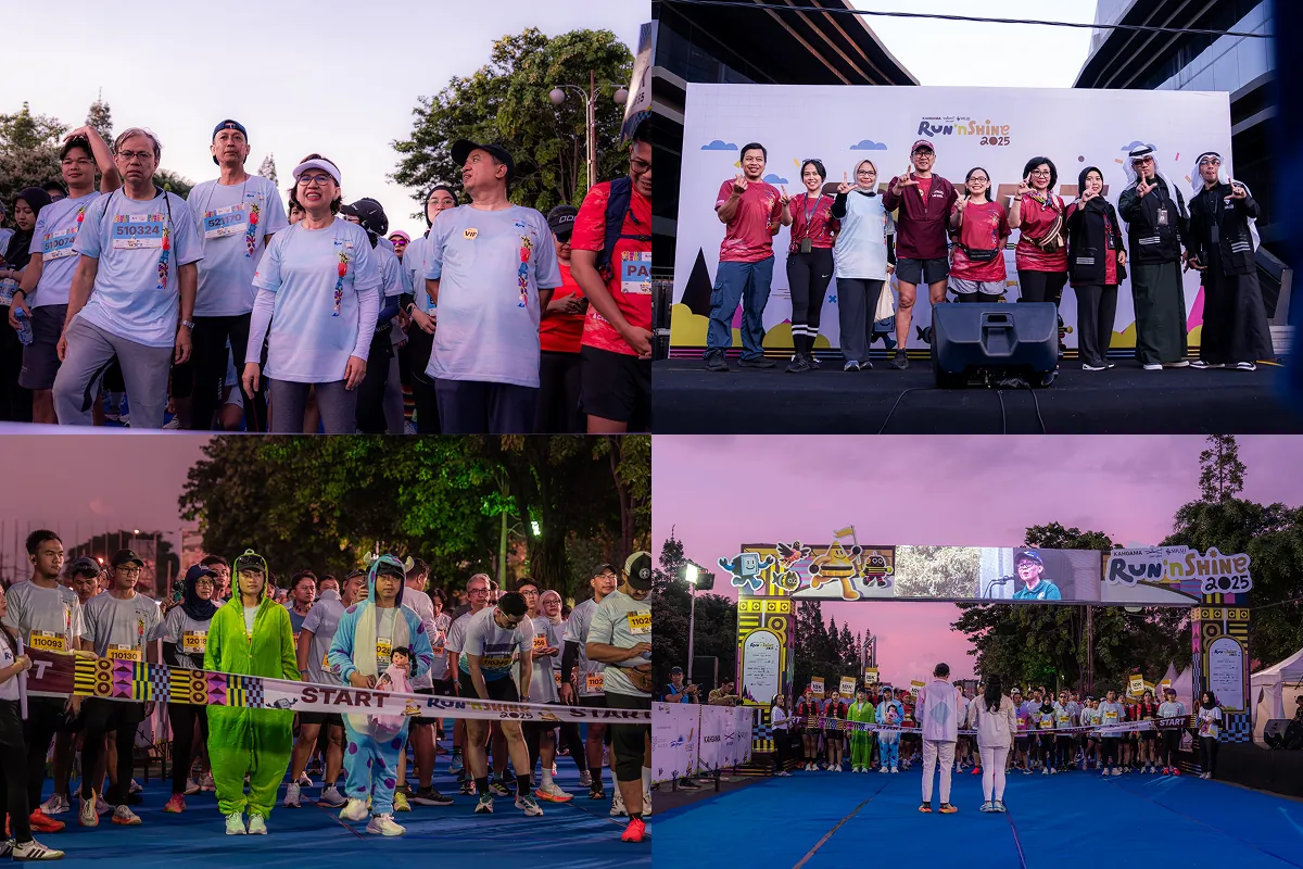 Momen kebersamaan peserta dan panitia sebelum flag off pada acara Keseruan Run'nshine UGM 2025.